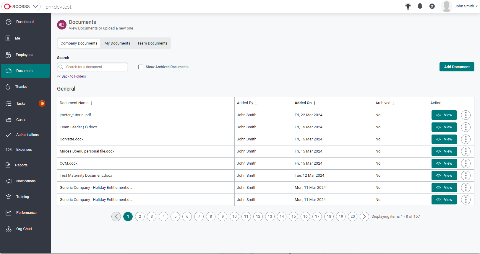 screenshot of Access PeopleHR